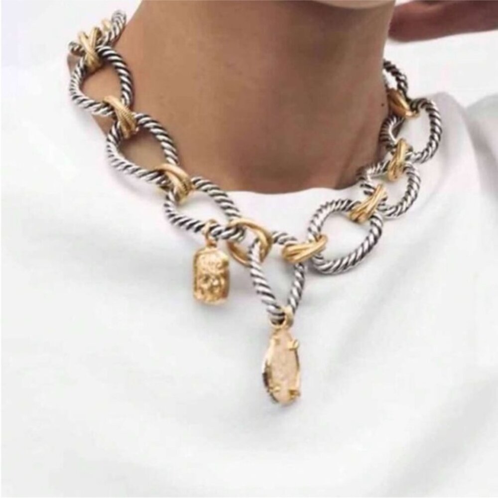 New! Zara Mixed Metal Coin Charm Necklace (1059) NWOT